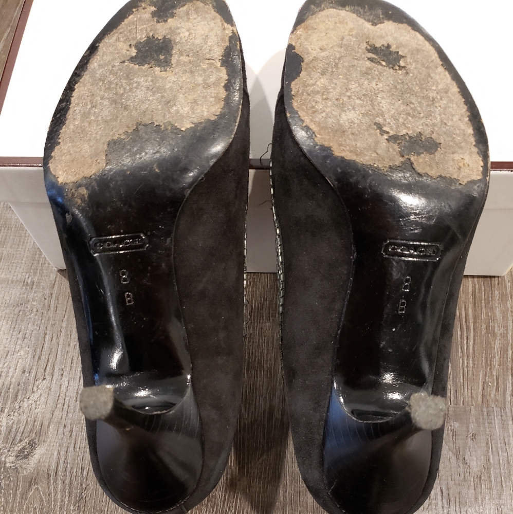 Coach Sue Printed Python Pumps with Bow size 8 Gray/Black - Picture 13 of 15